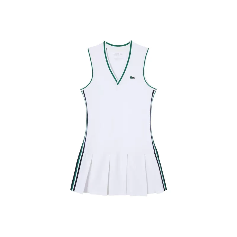 LACOSTE Sleeveless Dress Women's Green White-0