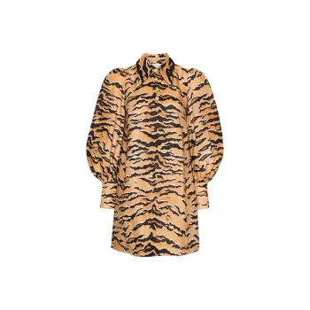 Zimmermann SS24 Long Sleeved Dress Women's Terracotta Brown