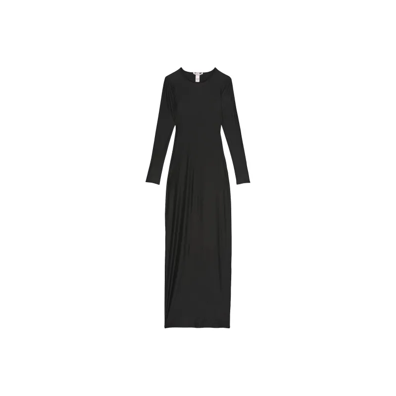 Victoria's Secret FeatherSoft BODYWEAR Long-Sleeve Maxi Slip / Black Long-Sleeved Dresses Women's Black-0