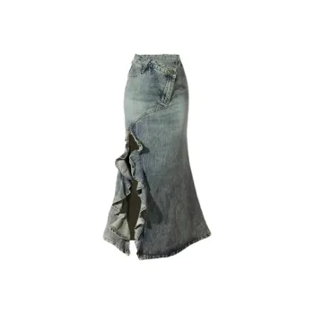 MIMOSA CHUR Denim Long Skirt Women's Blue