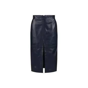 Iceberg SS25 Leather Long Skirts Women's Dark Blue