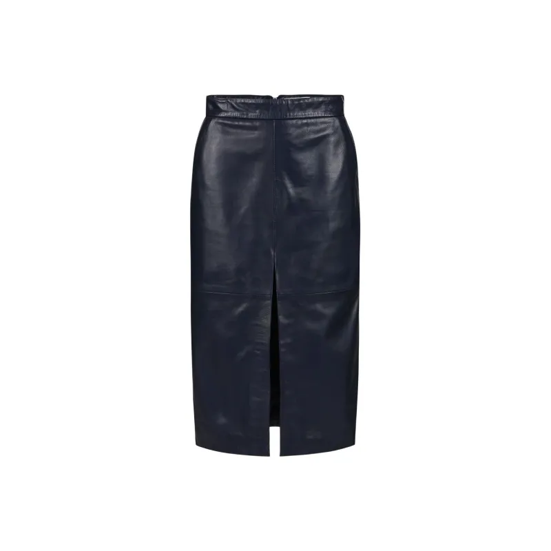 Iceberg SS25 Leather Long Skirts Women's Dark Blue-0