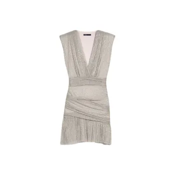 Maje Ruched Lurex Mini Dress