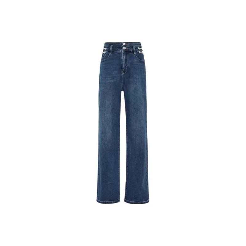 MEIYANG Jeans Women's Dark Denim Blue-0