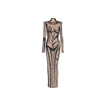 BALMAIN Logo embroidered Maxi Dress