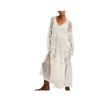 FREE PEOPLE Stevie Maxi Dress Long-Sleeved Dresses Women's Tea/Tea Brown