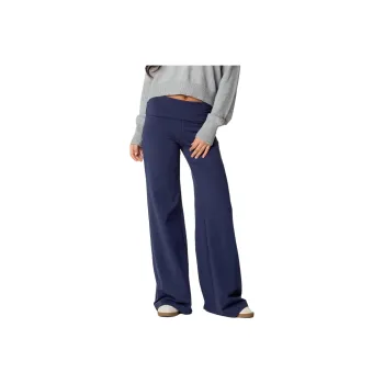 Edikted Wide Leg Fold Over Pants Casual Pants Women's Dark Blue