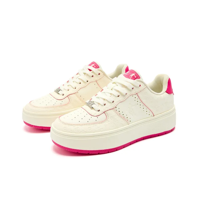 PINK PANTHER x QIAODAN Abrasion Resistant Slip Resistant Low Top Skateboard Shoes Women's Ivory White Smart Powder-3
