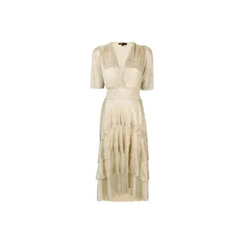 Maje Ruffled Lamé Dress