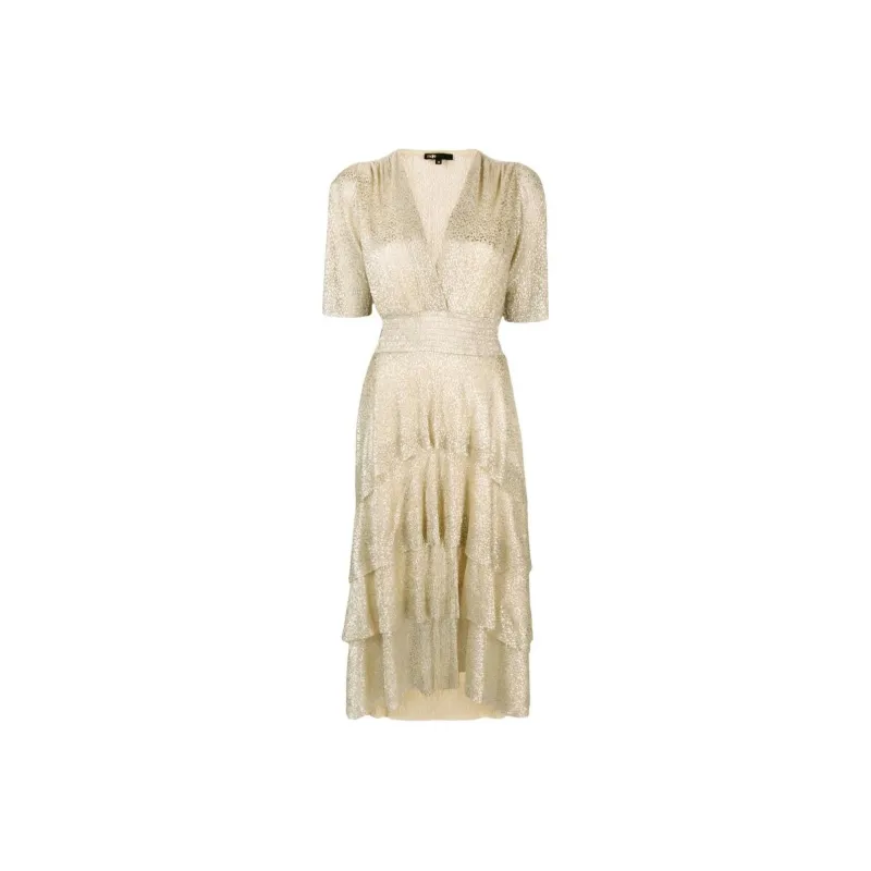 Maje Ruffled Lamé Dress-0