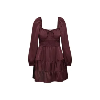 ARITZIA Sunday Best Martine Satin Longsleeve Dress Long-Sleeved Dresses Women's Sumac Burgundy