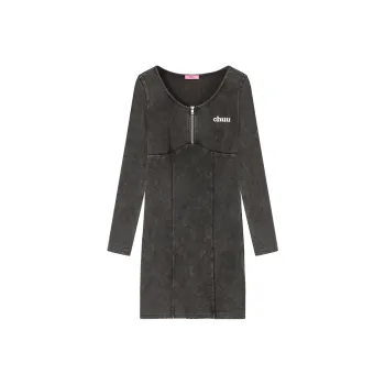 CHUU Long Sleeved Dresses Women's Black Gray