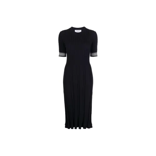 THOM BROWNE· Cotton Pleated Cricket Striped Cable Dress Short-Sleeved Dresses Women's Marine Blue