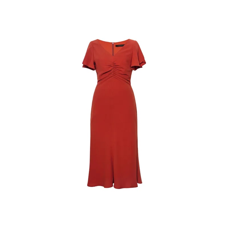 ROEYSHOUSE Short Sleeved Dress Women's Orange Red-0