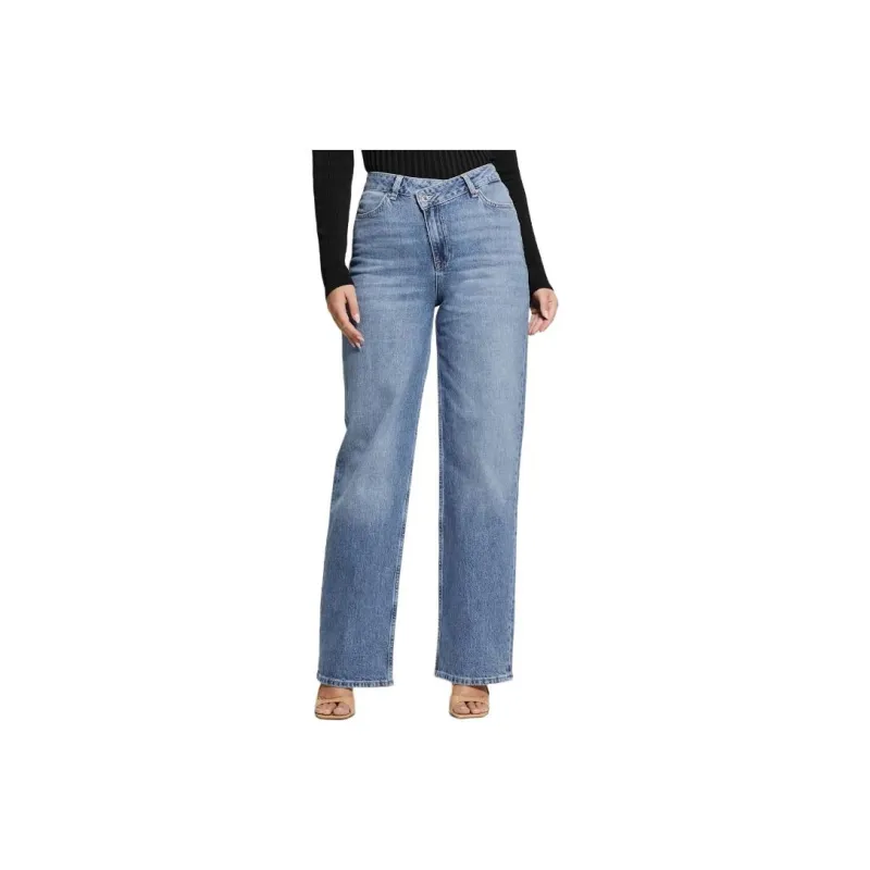 GUESS Hollis High Waisted Straight Leg Jeans Jeans Women's Blue-0