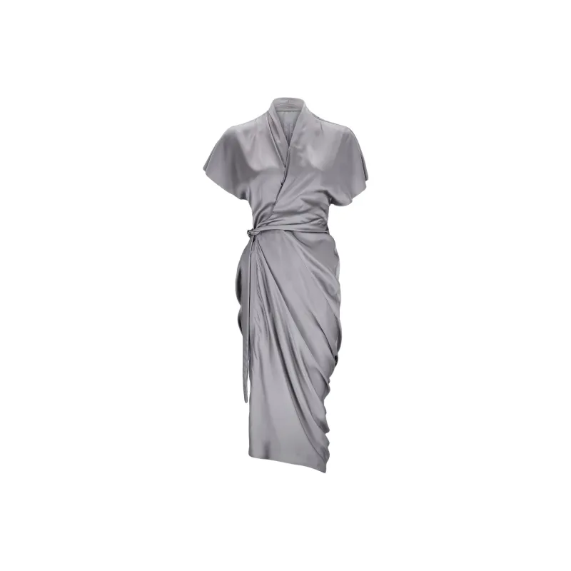 RICK OWENS/RO Short Sleeved Dress Women's Silver Gray-0
