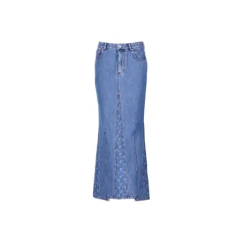 Marine Serre Moon Laser Denim Long Skirt
