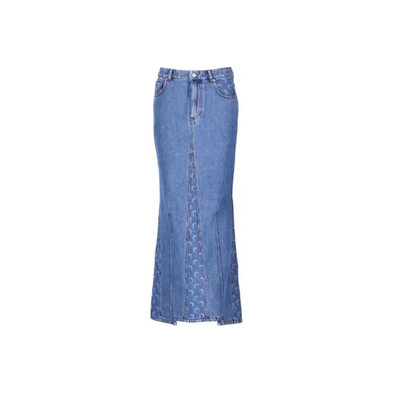 Marine Serre Moon Laser Denim Long Skirt-0