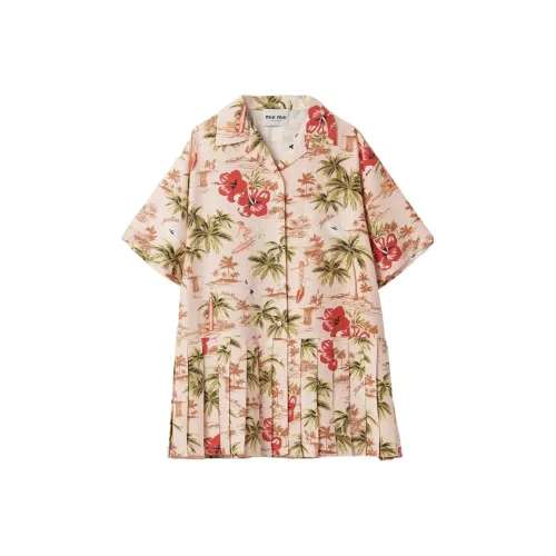 MIU MIU FW23 Short-Sleeved Raffiaes Women's Peach