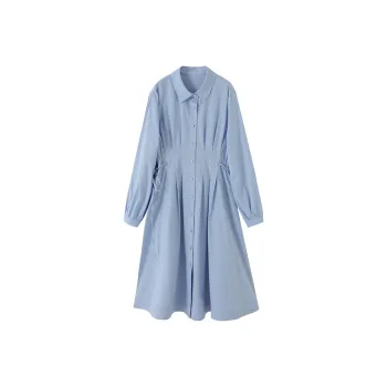 XIANGYING Long Sleeved Dress Women's Blue
