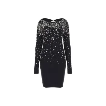 GUESS Marciano Pearls Mini Sweater Dress Long-Sleeved Dresses Women's Black