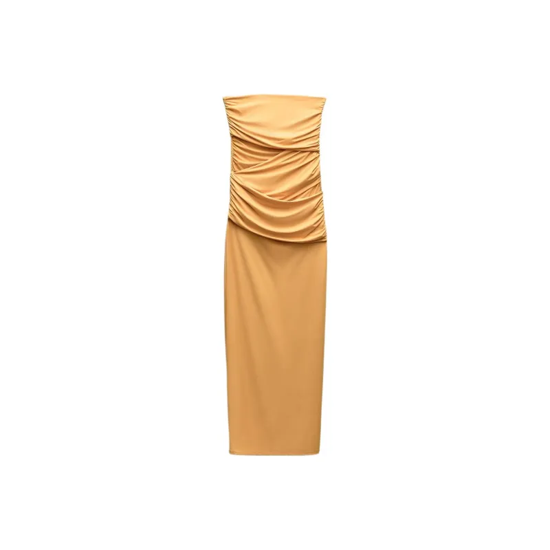 ZARA Sleeveless Dress Women's Orange Red-0