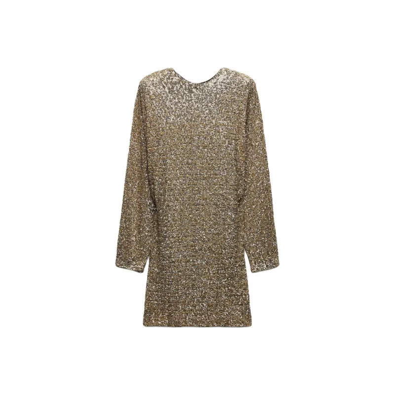 ZARA ZW Series Long Sleeved Dress Women's Gold-0