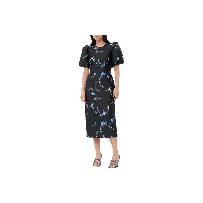 GANNI Floral jacquard Midi Dress-0