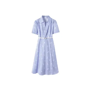 NAVIGARE Short Sleeved Dress Women's Band Aid Blue/White