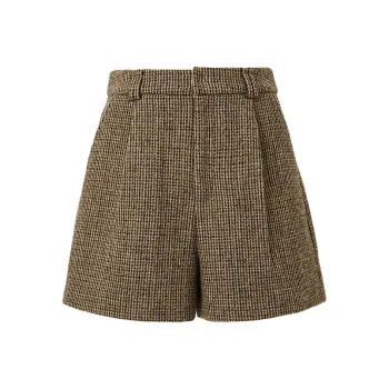 Hopeshow Casual Shorts Women's Vintage Coffee Plaid