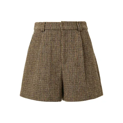 Hopeshow Casual Shorts sailing Women's Vintage Coffee Plaid