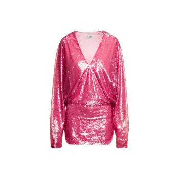 The Attico Gael Sequin-Embellished V-Neck Mini Dress