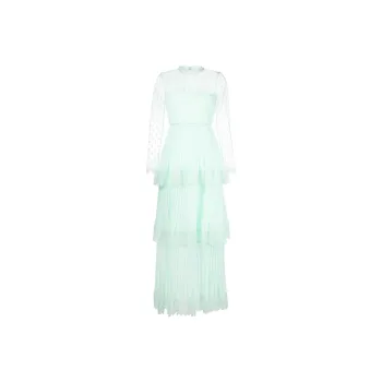 Self-portrait Lace-trimmed Chiffon Tiered Dress