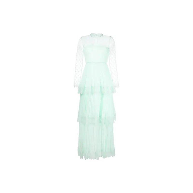 Self-portrait Lace-trimmed Chiffon Tiered Dress-0