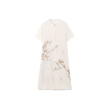 Korean Style Short Sleeved Dress Women's Ecru