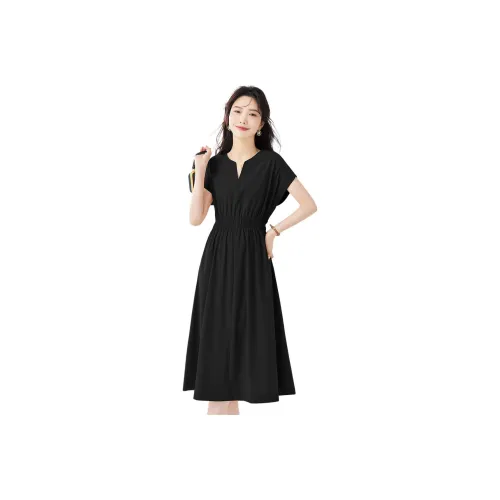 TERRE BLEUE Short Sleeved Dress Women's Black