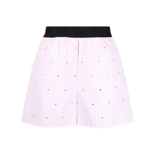 MSGM Rhinestone embellished Striped Shorts