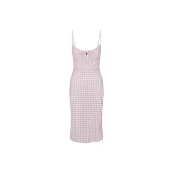 Realisation Par SS24 The Elsa Slip Dresses Women's Pink Gingham Light Pink Stripe Plaid