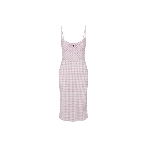 Realisation Par SS24 The Elsa Slip Dresses Women's Pink Gingham Light Pink Stripe Plaid