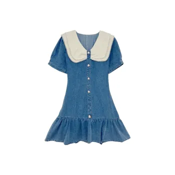 Icicofficial Short Sleeved Dresses Women's Blue