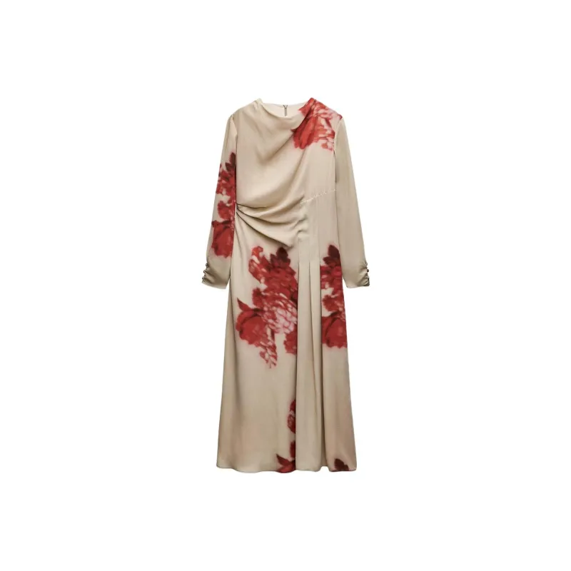 ZARA ZW Series Long Sleeved Dress Women's Tan-0