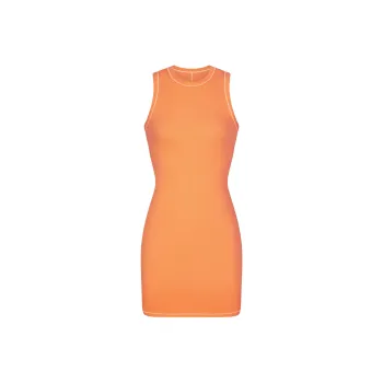 SKIMS COTTON RIB TANK DRESS Sleeveless Dress Women's APRICOT/Apricot