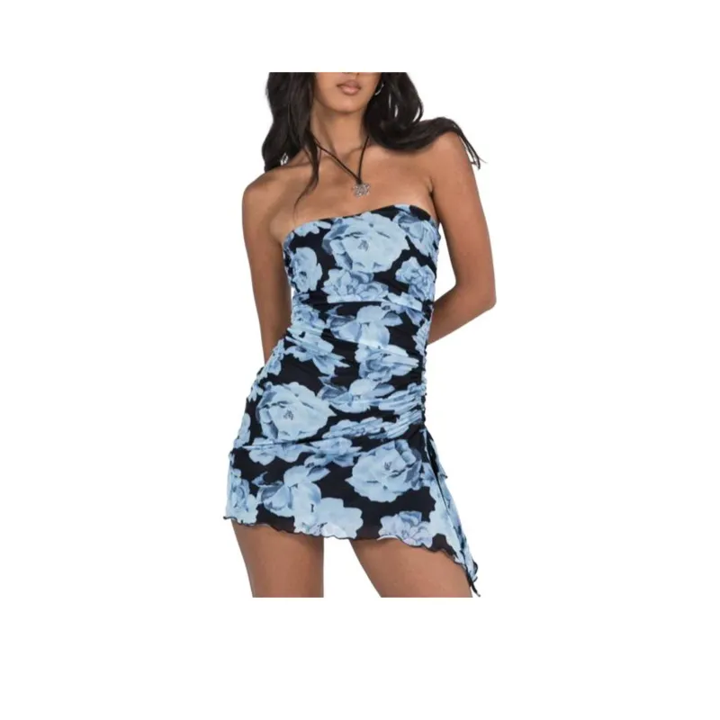 PRINCESS POLLY ALHENA MINI DRESS Sleeveless Dress Women's BLUE FLORAL/Blue Floral-0