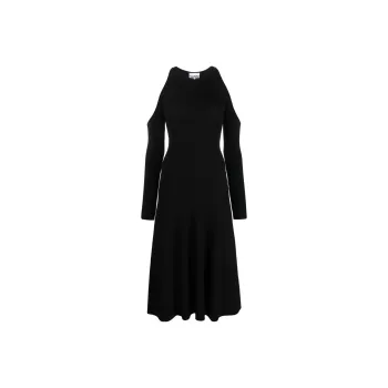 GANNI Melange Open Back Midi Dress 'Black'