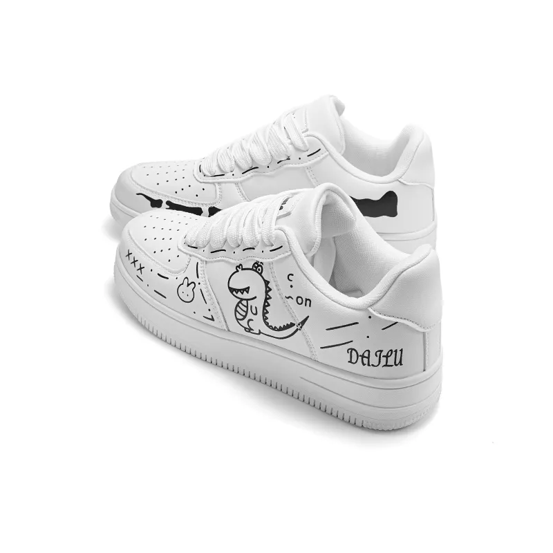 GNVA Abrasion Resistant Low Top Skateboard Shoes Unisex White-4