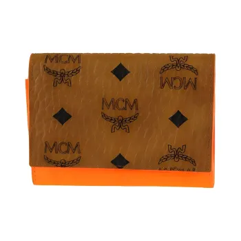 MCM Leather Wallet Women's Cognac & Orange