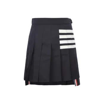 THOM BROWNE Plain Weave 4 Bar Pleated Mini Skirt