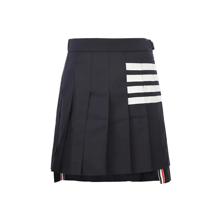 THOM BROWNE Plain Weave 4 Bar Pleated Mini Skirt-0