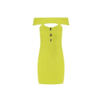 Elisabetta Franchi Logo Lettering Ribbed Mini Dress