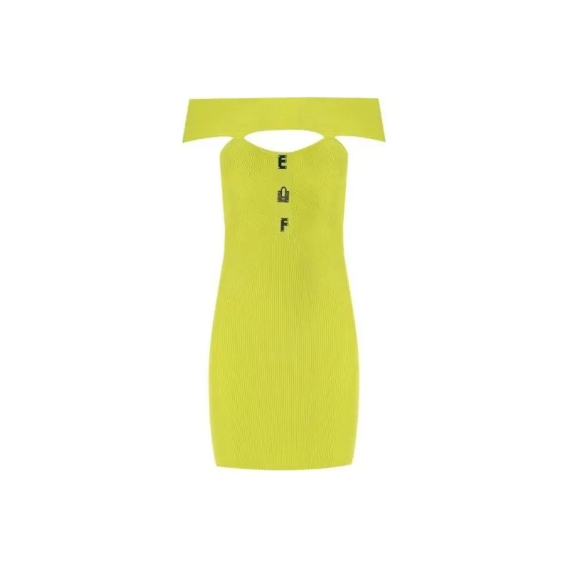 Elisabetta Franchi Logo Lettering Ribbed Mini Dress-0